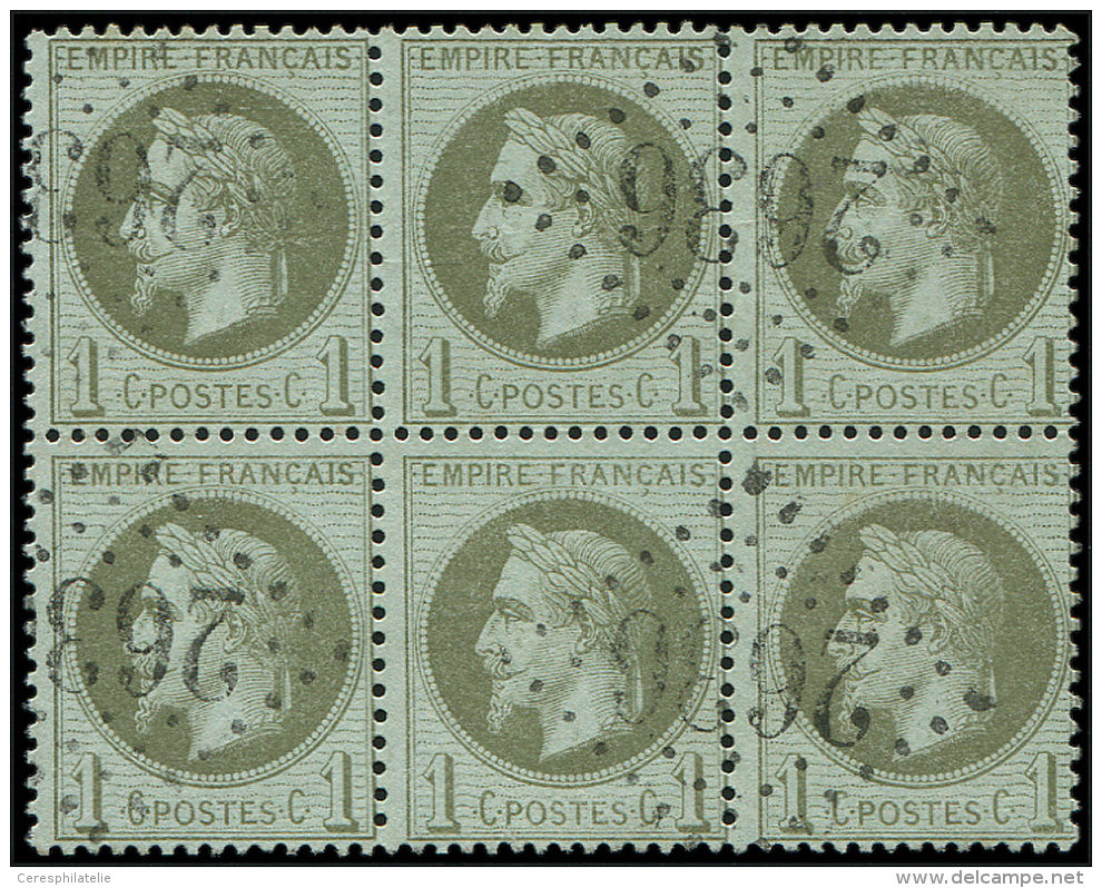 25    1c. Bronze, BLOC De 6 Obl. GC 2636, 3 Ex. Pli, Frappe TTB - Other & Unclassified