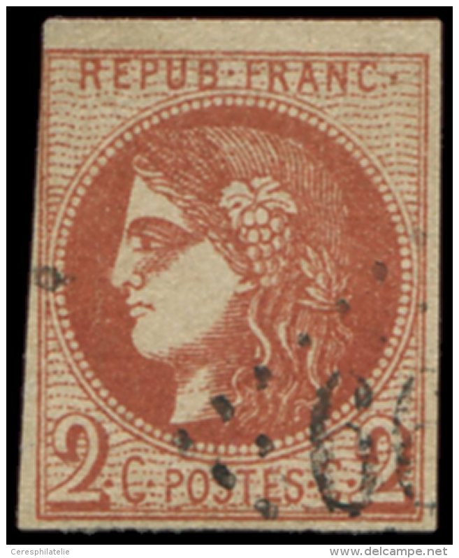 40Ba  2c. ROUGE BRIQUE, R II, Filet Touch&eacute; Dans Un Angle, Obl. GC, Effigie D&eacute;gag&eacute;e, Belle Nuance - Altri & Non Classificati