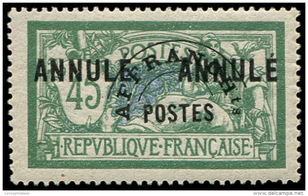 Pr&eacute;o 44-CI 1 45c. Vert Et Bleu, Surch. ANNULE 2 Fois, TB - Sonstige & Ohne Zuordnung