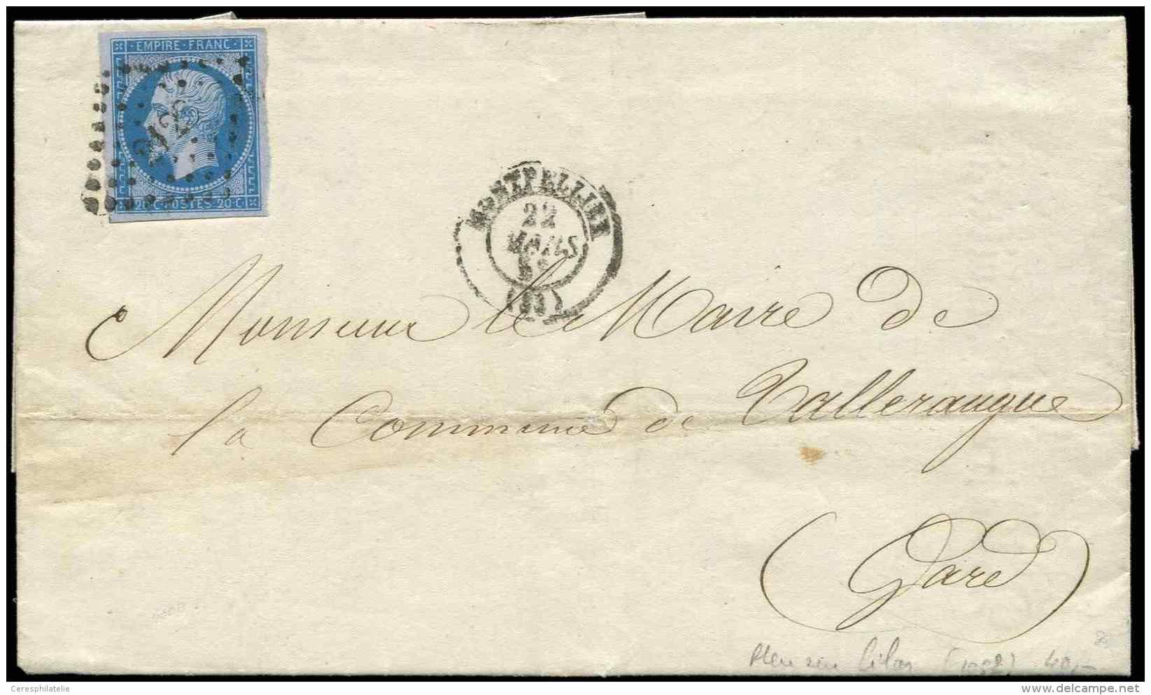 14Aj 20c. Bleu Sur Lilas, T I, Belles Marges, Obl. PC 2128 S. LAC, C&agrave;d MONTPELLIER 22/3/58, TB, Cote Et N&deg; Ma - Other & Unclassified