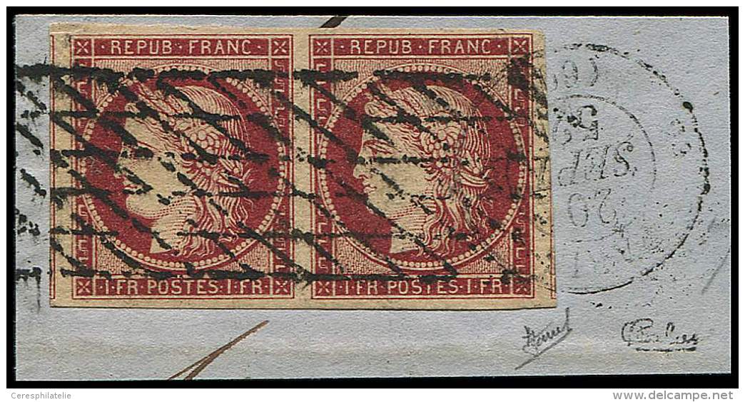 6     1f. Carmin, PAIRE Obl. GRILLE SANS FIN S. Fragt Avec C&agrave;d De Paris 20/9/52, TB - Altri & Non Classificati