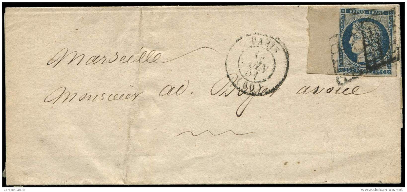 4a   25c. Bleu Fonc&eacute;, Bdf, Obl. GRILLE S. LSC, C&agrave;d PARIS 17/6/51, TB - Other & Unclassified