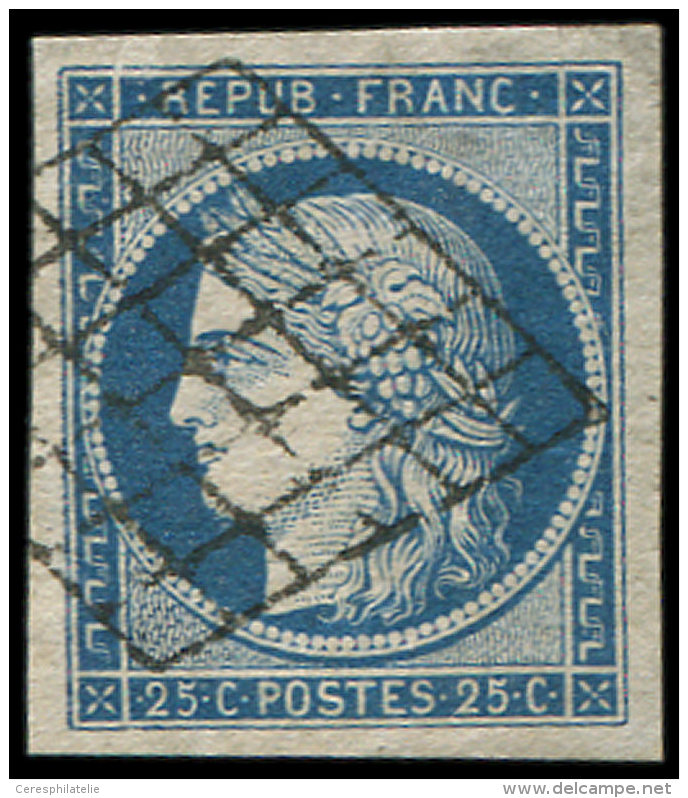 4    25c. Bleu, Obl. GRILLE, Tr&egrave;s Belles Marges, TTB - Otros & Sin Clasificación