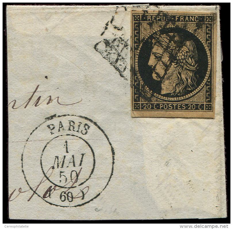 3b   20c. Noir Sur CHAMOIS, Amorce De Voisin, Obl. GRILLE S. Fragt, C&agrave;d PARIS 1/5/50, TB/TTB - Autres & Non Classés