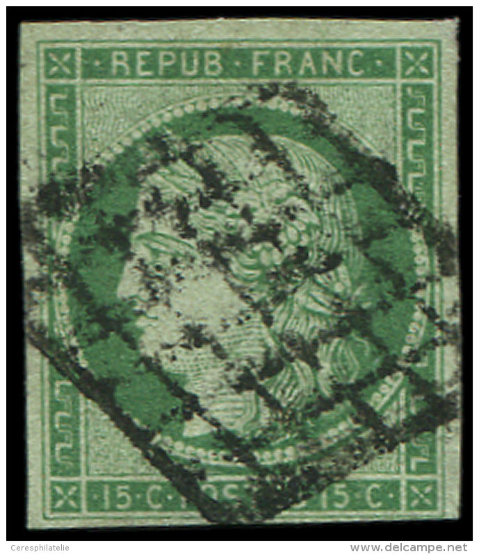 2    15c. Vert, Oblit&eacute;r&eacute; GRILLE, TB - Altri & Non Classificati