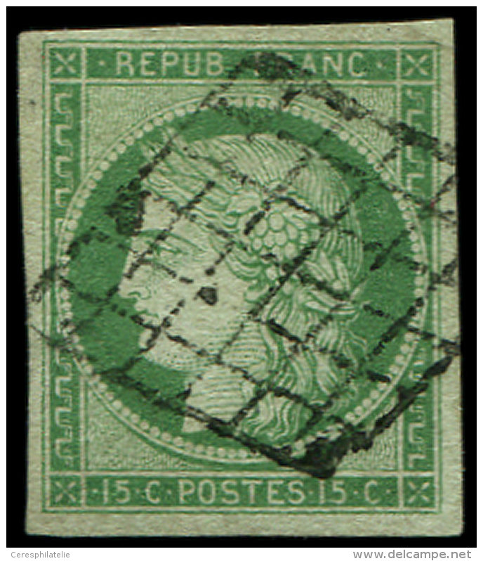 2    15c. Vert, Obl. GRILLE, TB/TTB - Autres & Non Classés