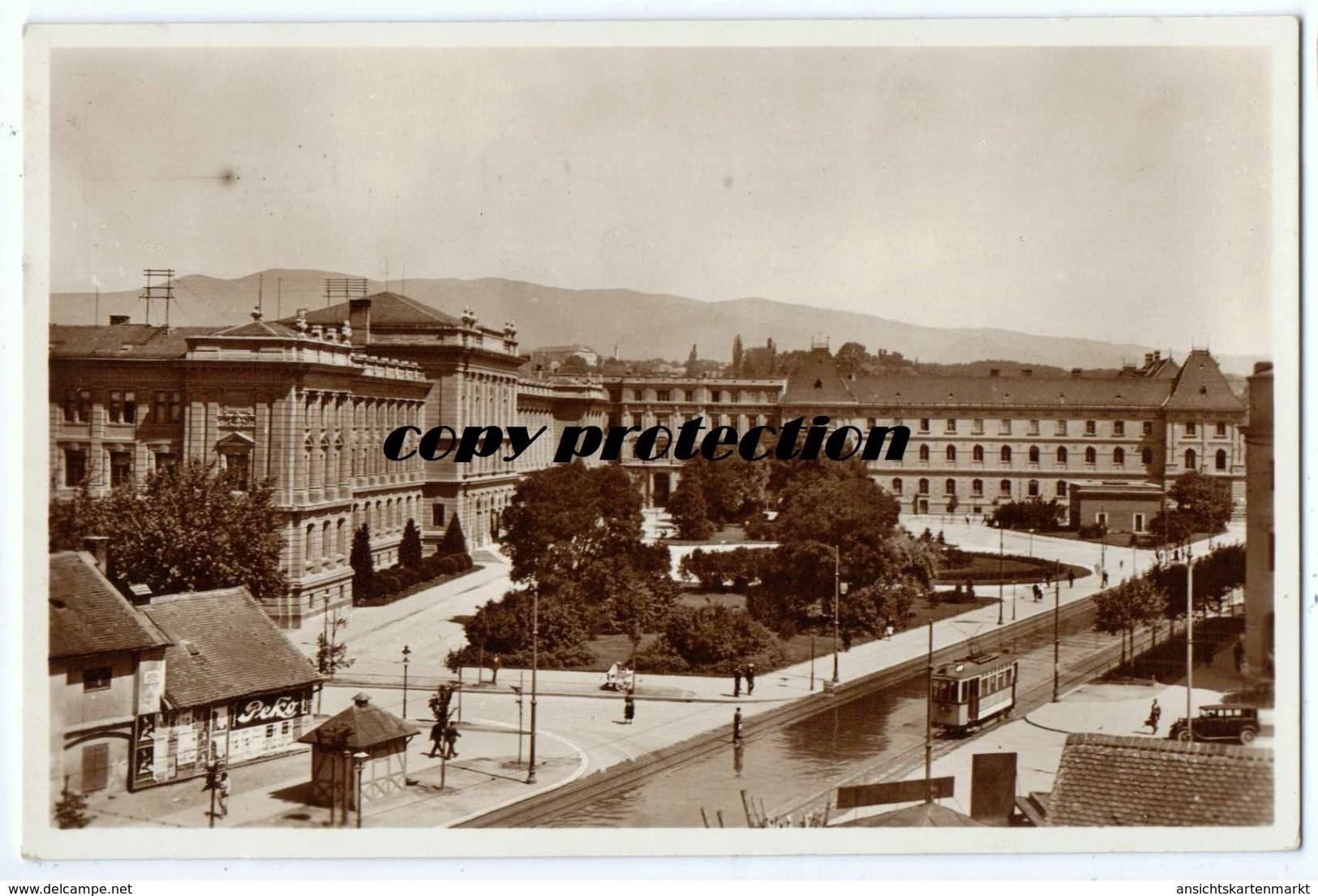 ZAGREB, Realna Gimnazija, Straßenbahn, Mit Briefmarke 1914 - 1934 Kraljevina Jugoslavia, Alte Foto Ak Ansichtskarte 1934 - Croacia