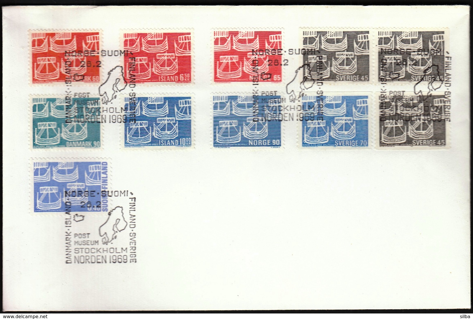 Denmark Iceland Norway Sweden Finland 1969 / NORDEN 1969 / Joint Issues / Ships - Emissioni Congiunte