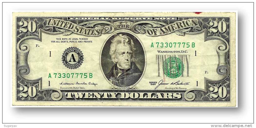 U. S. A. - 20 DOLLARS - 1985 - Pick 477 - ( A ) - BANK OF BOSTON - MASSACHUSETTS - Andrew Jackson / White House - Billets De La Federal Reserve (1928-...)