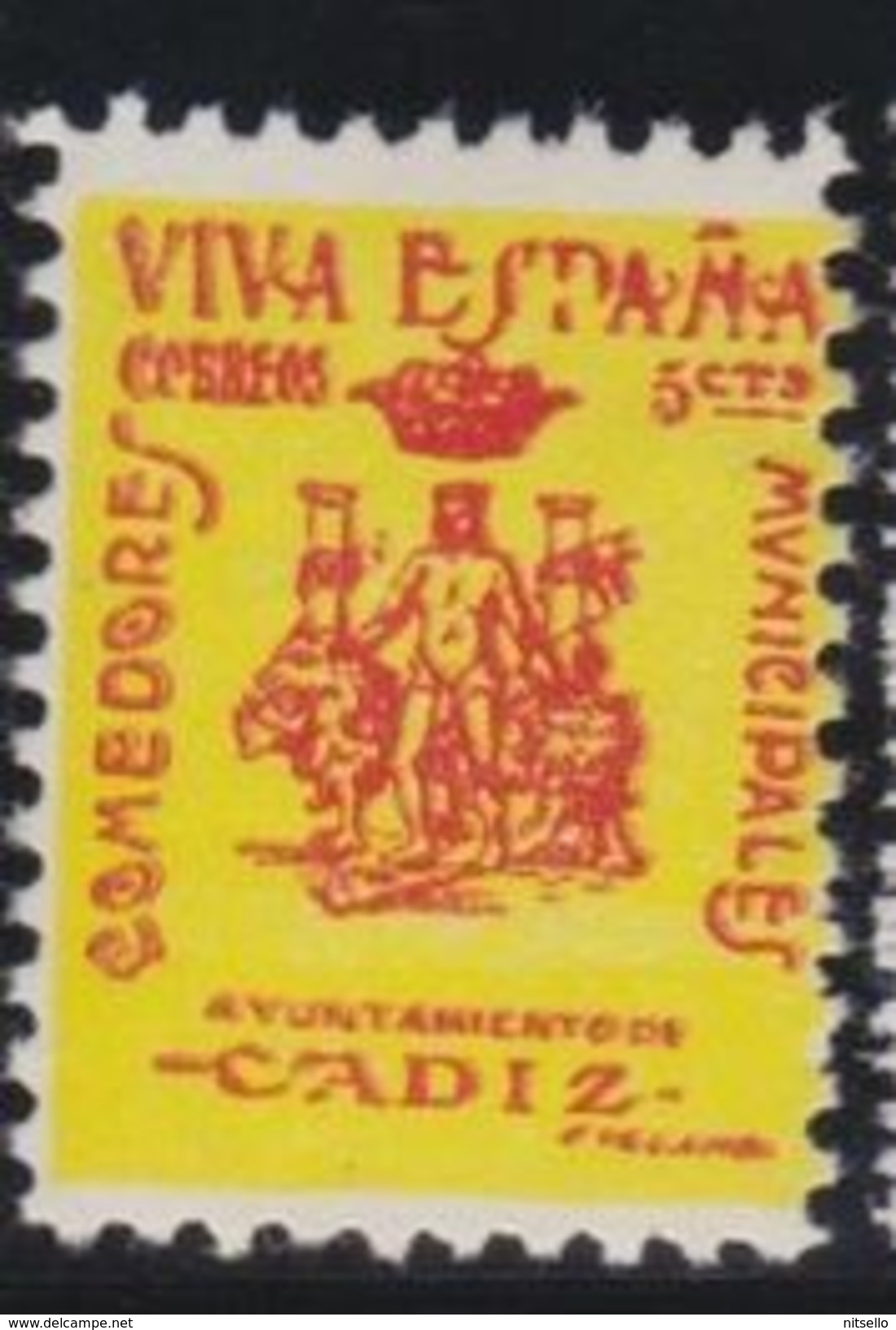 LOTE 2189  ///  (C035)  ESPAÑA  GUERRA CIVIL CADIZ *MH  NUEVO CON CHARNELA - Spanish Civil War Labels
