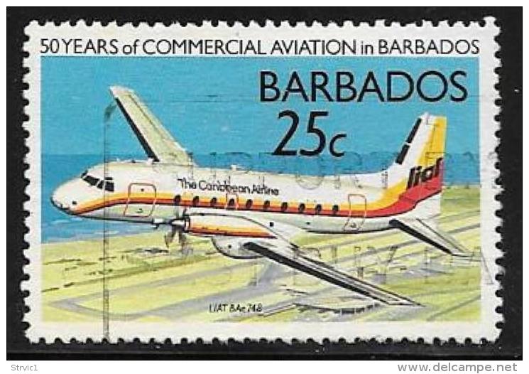 Barbados, Scott # 739 Used Commercial Aviation Anniv., 1989 - Barbados (1966-...)