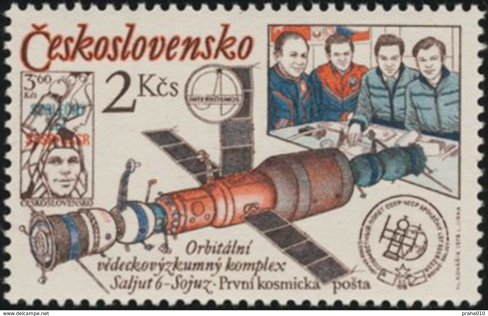 Czechoslovakia / Stamps (1979) 2362: INTERKOSMOS (CSSR-USSR 1978) Salyut 6 - Soyuz; Painter: Vladimir Kovarik - Europa