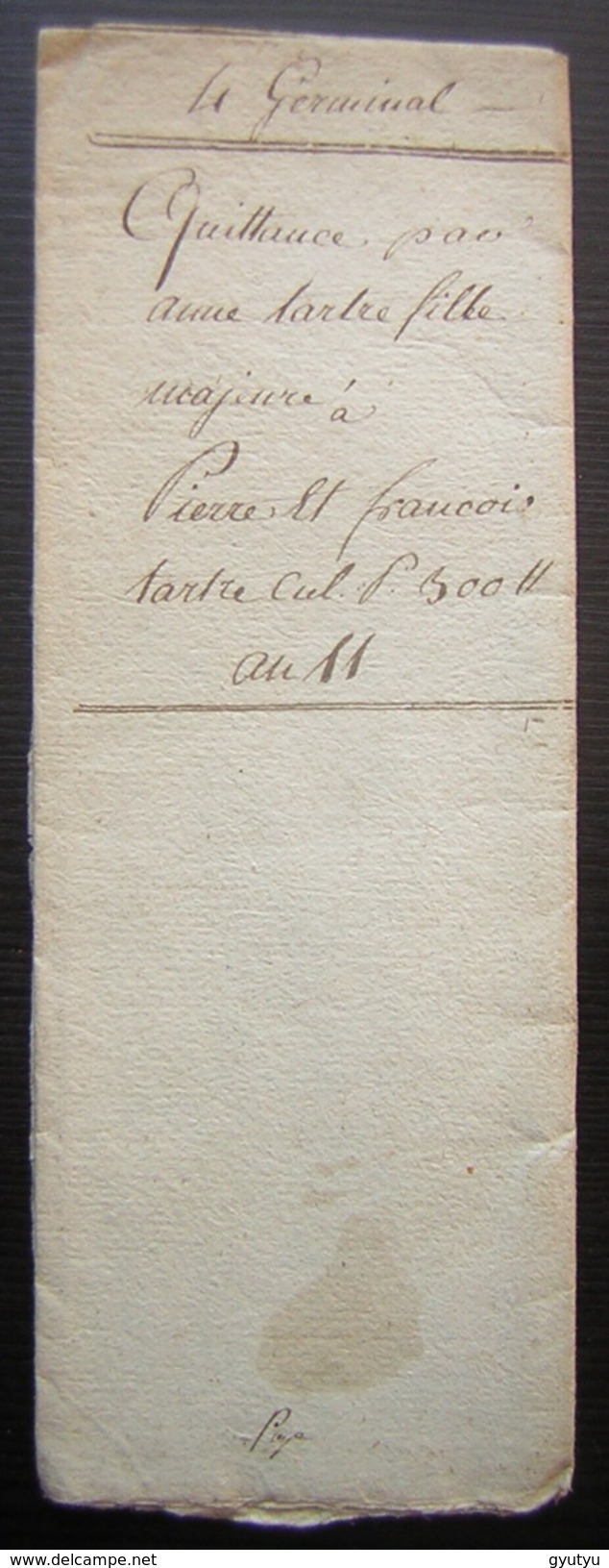 An 11 Saint Simon De Bordes, Charente Inférieure, Quittance Par Anne Tartre à Pierre Et François Tartre - Manuscrits