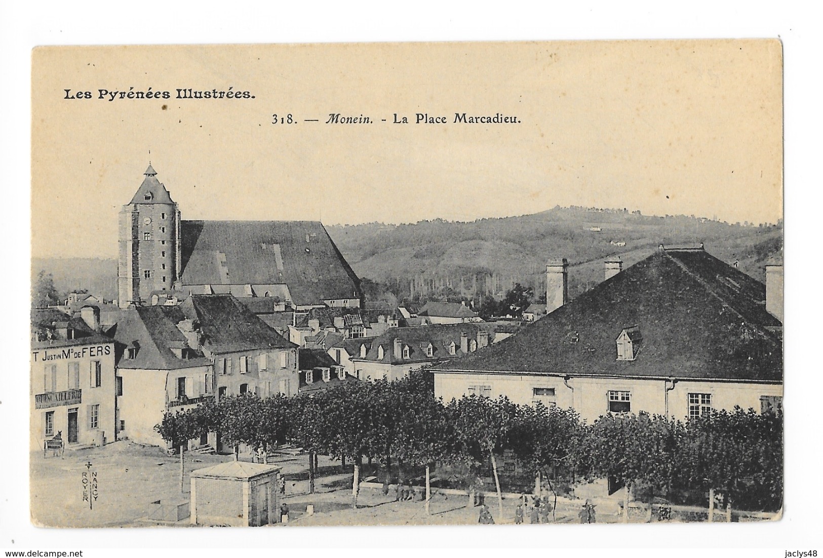 MONEIN   (cpa 64)  La Place Marcadieu - Au Dos Cachet Sels De La Mouette à NANCY (54) -   - L 1 - Autres & Non Classés