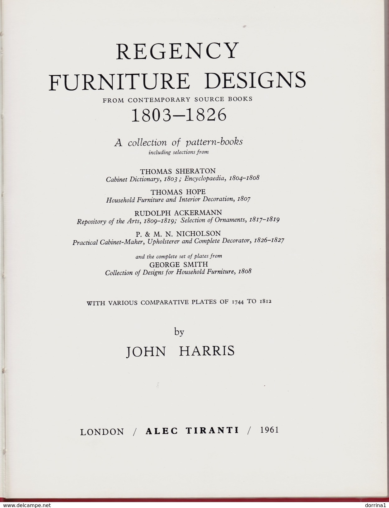 Regency Furniture Designs 1803-1826 By John Harris / London 1961 FREE SHIPPING - Livres Sur Les Collections