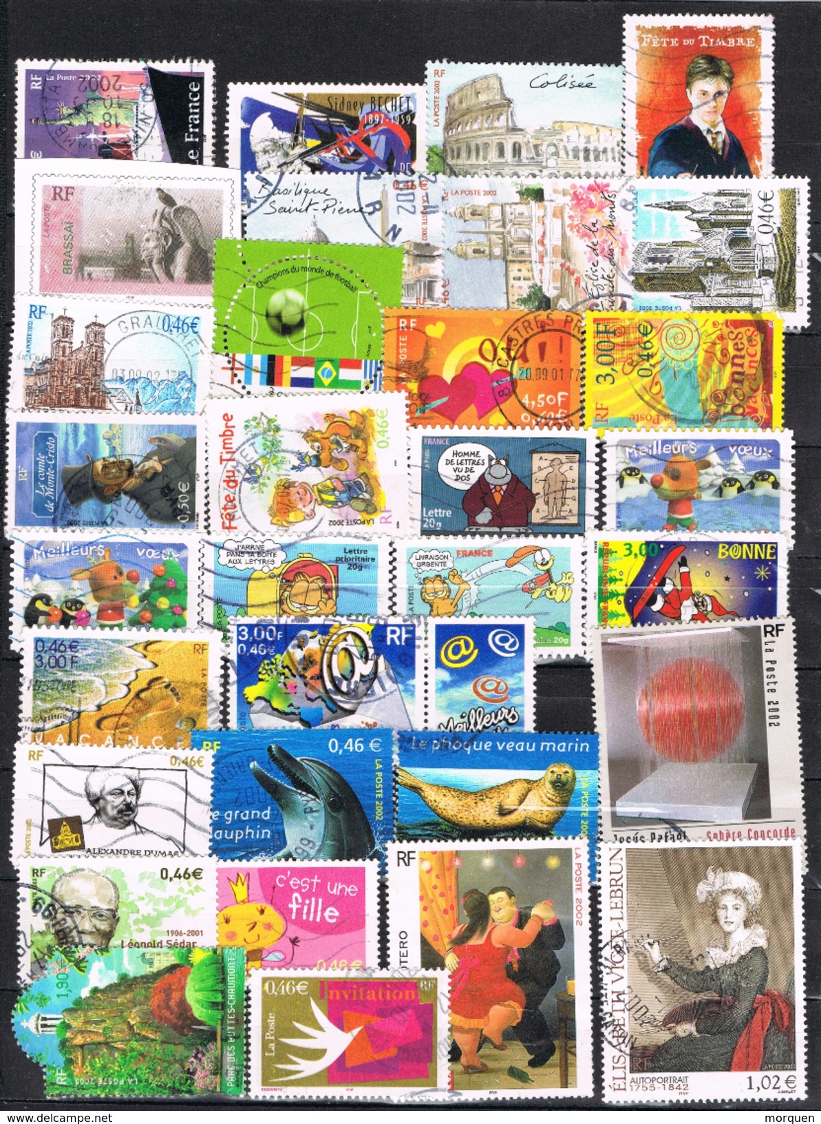 22011. Resto de coleccion FRANCIA en euros, 343 sellos, año 1999-2010 (9 scans)  º