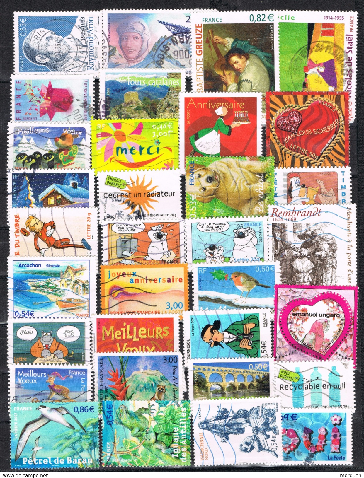 22011. Resto de coleccion FRANCIA en euros, 343 sellos, año 1999-2010 (9 scans)  º