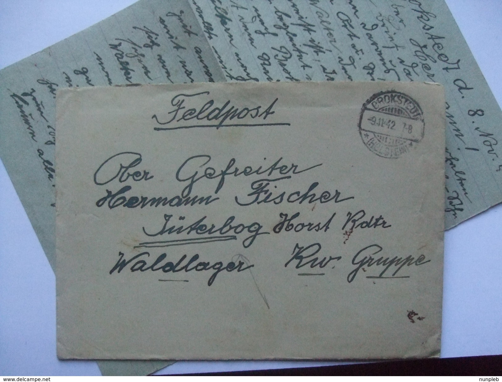 GERMANY WW2 FELDPOST ENTIRE BROKSTEDT TO LUFTWAFFE JUTERBOG WALDLAGER - Briefe U. Dokumente