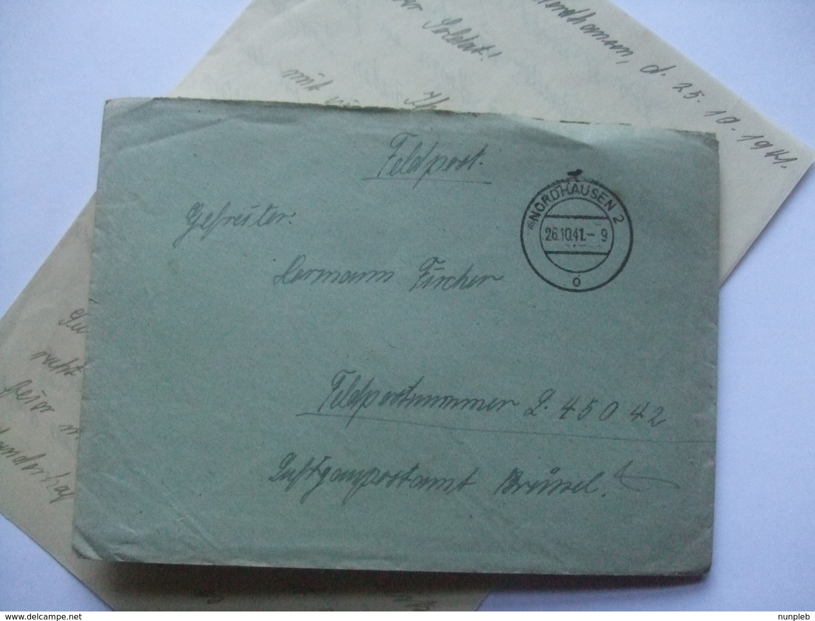 GERMANY WW2 FELDPOST ENTIRE 1941 NORDHAUSEN TO Feldpostnummer L.45042 - Briefe U. Dokumente