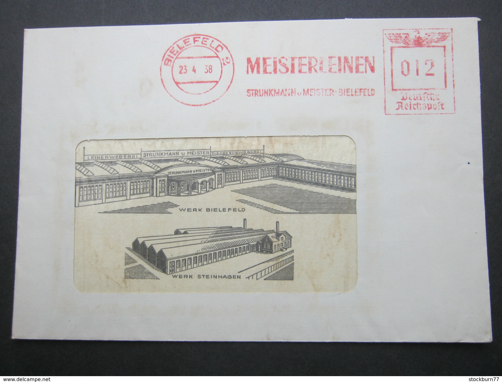 Firmen Freistempel , Meterstempel Auf Beleg Aus Bielefeld  , 1938 - Briefe U. Dokumente