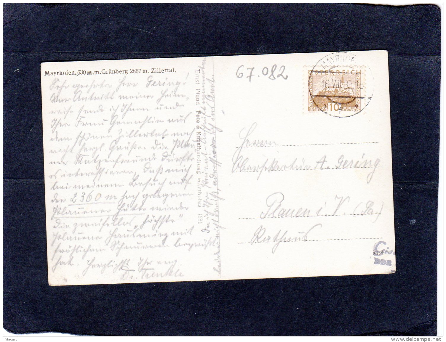 67082    Austria,  Mayrhofen M.  Grunberg,  Zillertal,  VG  1932 - Schwaz