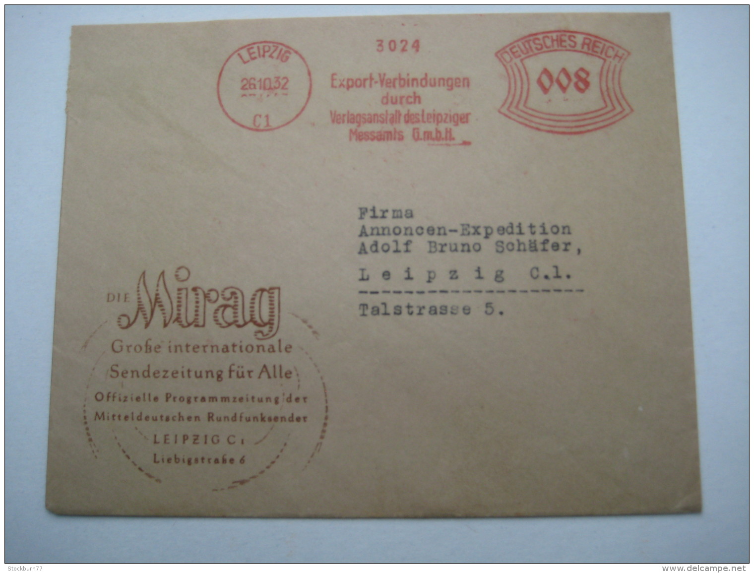 Firmen Freistempel , Meterstempel Auf Beleg Aus  LEIPZIG  1932 - Briefe U. Dokumente