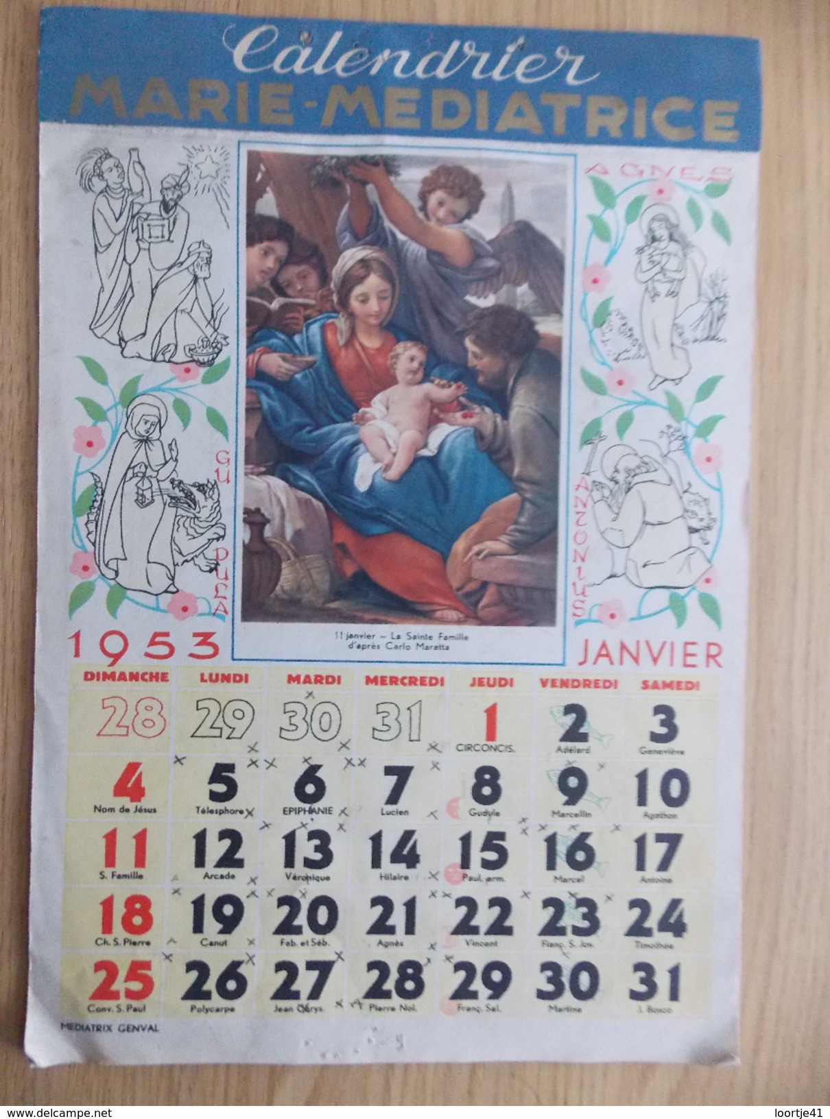 Kalender Calendrier 1953 - Devotie Devotion - Marie Médiatrice - Grand Format : 1941-60