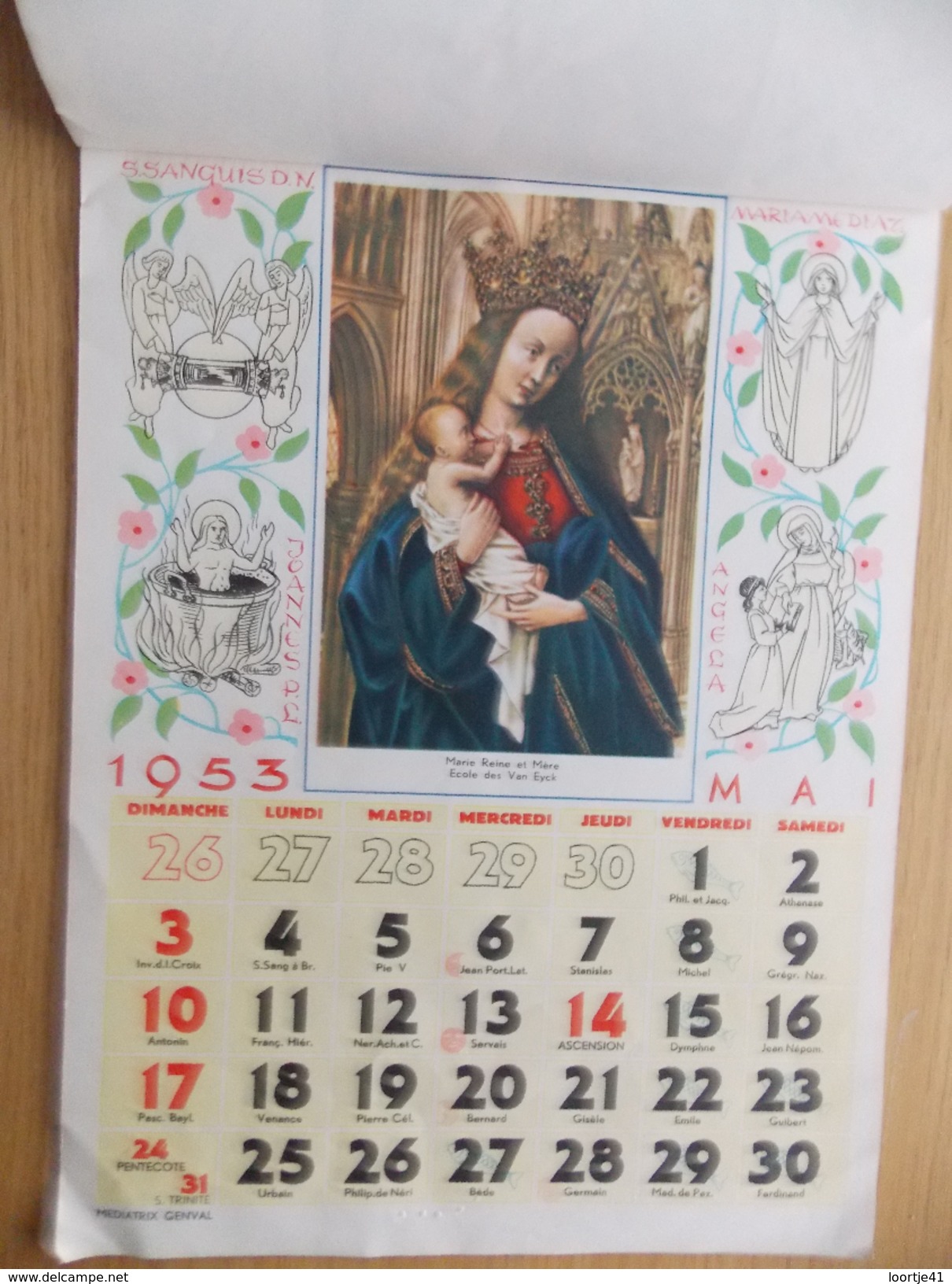 Kalender Calendrier 1953 - Devotie Devotion - Marie Médiatrice - Formato Grande : 1941-60