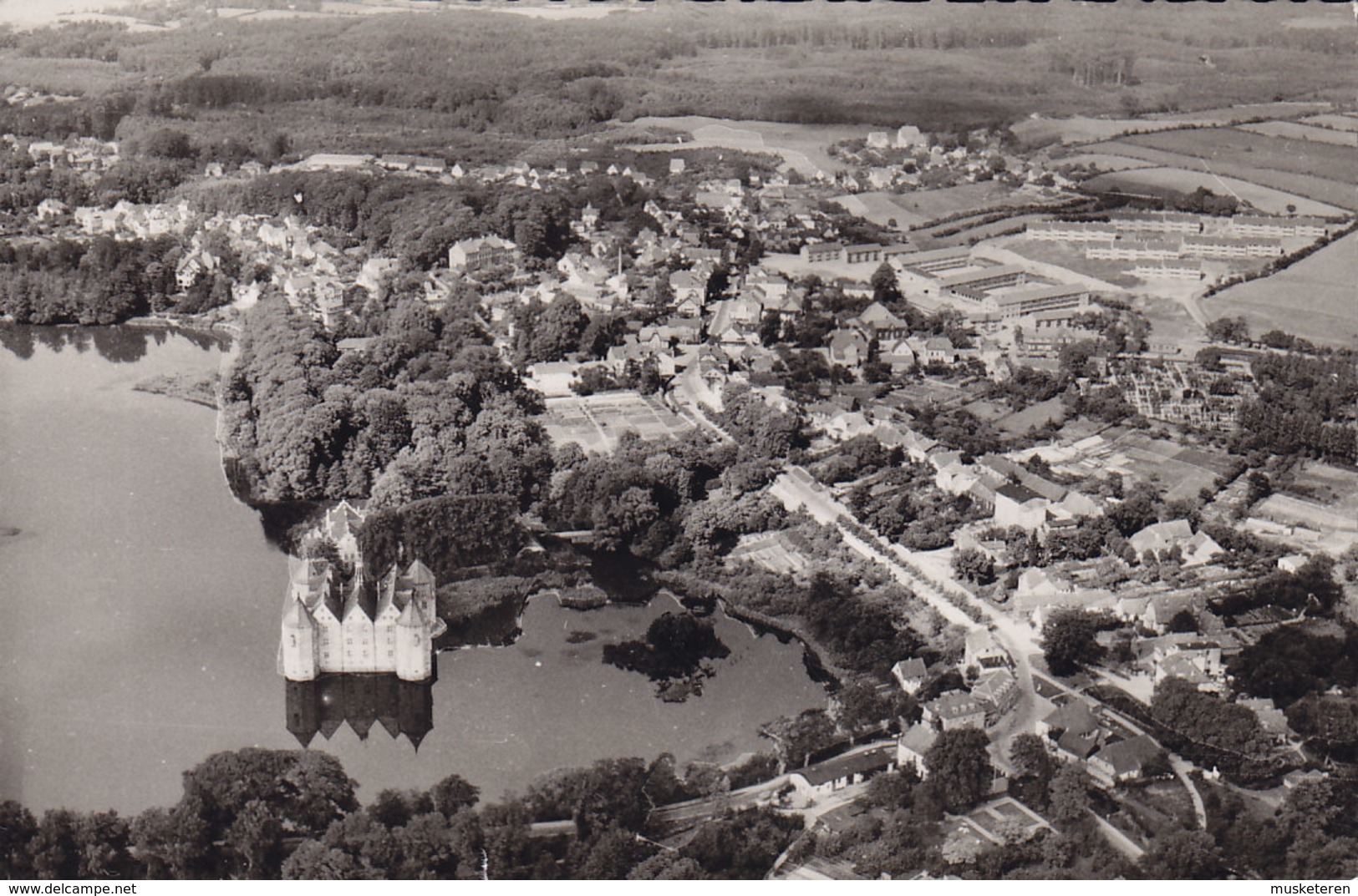 Germany PPC Flensburg - Glücksburg Luftaufnahme Airial View Slogan FLENSBURG 1962 Echte Real Photo Véritable (2 Scan) - Flensburg