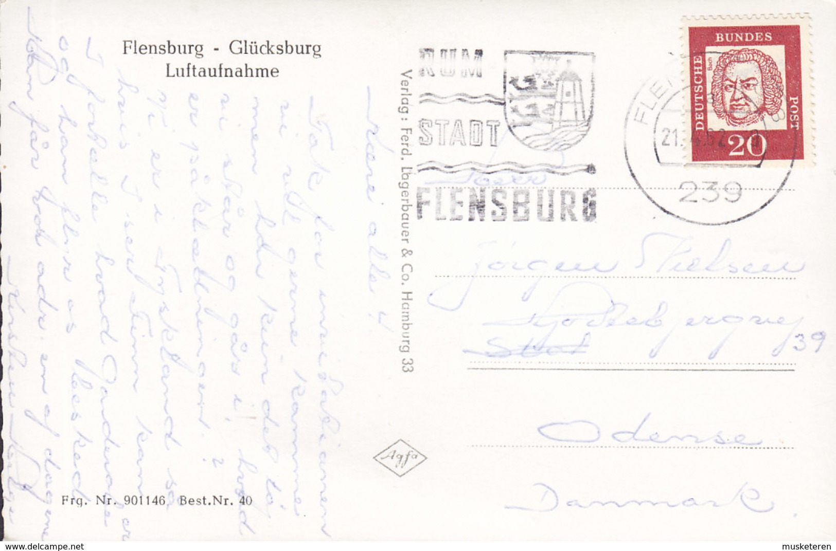 Germany PPC Flensburg - Glücksburg Luftaufnahme Airial View Slogan FLENSBURG 1962 Echte Real Photo Véritable (2 Scan) - Flensburg