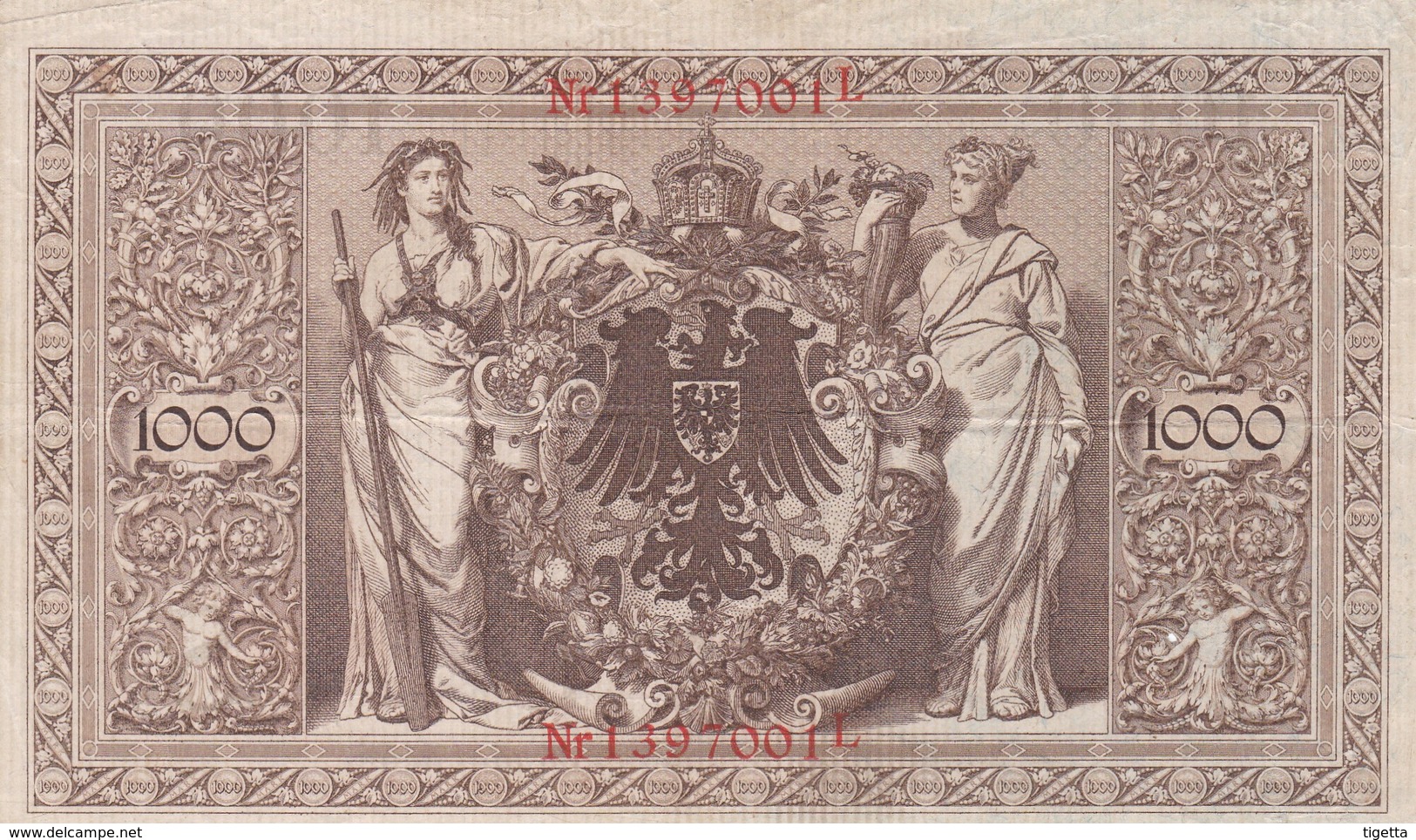 GERMANIA REICHSBANCONOTES  IMPERO TEDESCO  1000  MARK 1910 CIRCOLATA - 1000 Mark