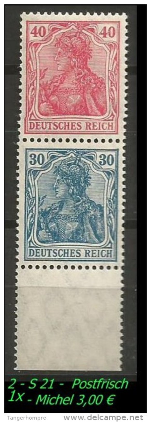 Deutsches Reich - Zusammendruck - Mi. Nr. S 21 - Postfrisch. - Zusammendrucke