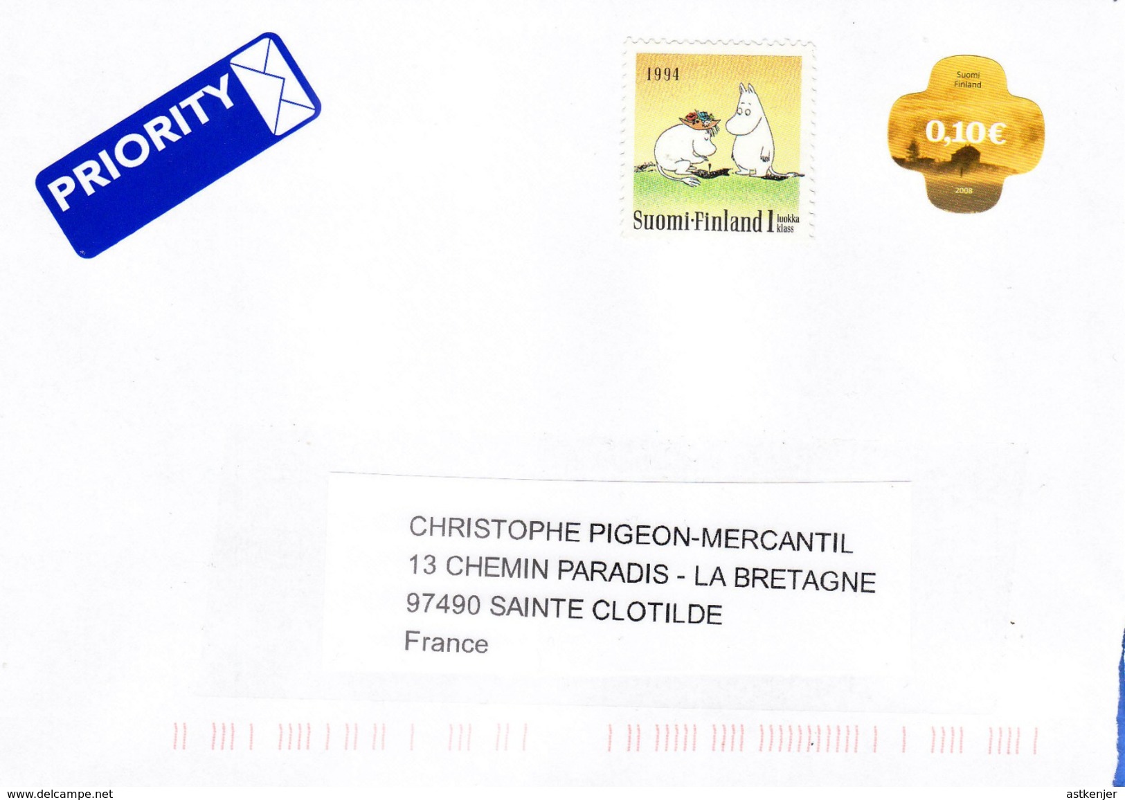 FINLANDE - Enveloppe Ayant Circulée Fin.2016 Avec L'île De La REUNION - ABSENCE De Trace De Tampon Postal - Storia Postale