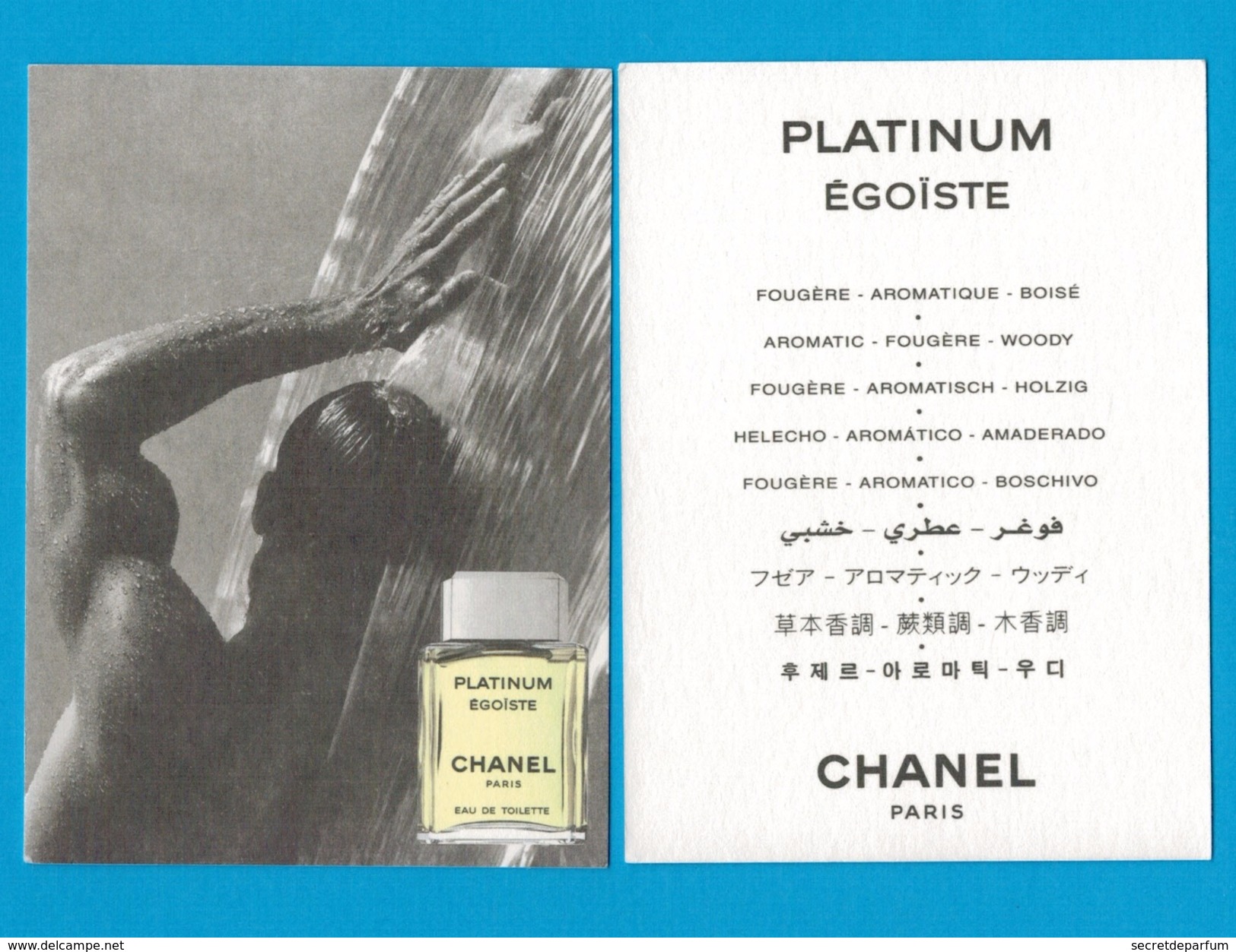 Cartes Parfumées Carte ÉGOÏSTE PLATINUM De CHANEL - Modern (from 1961)