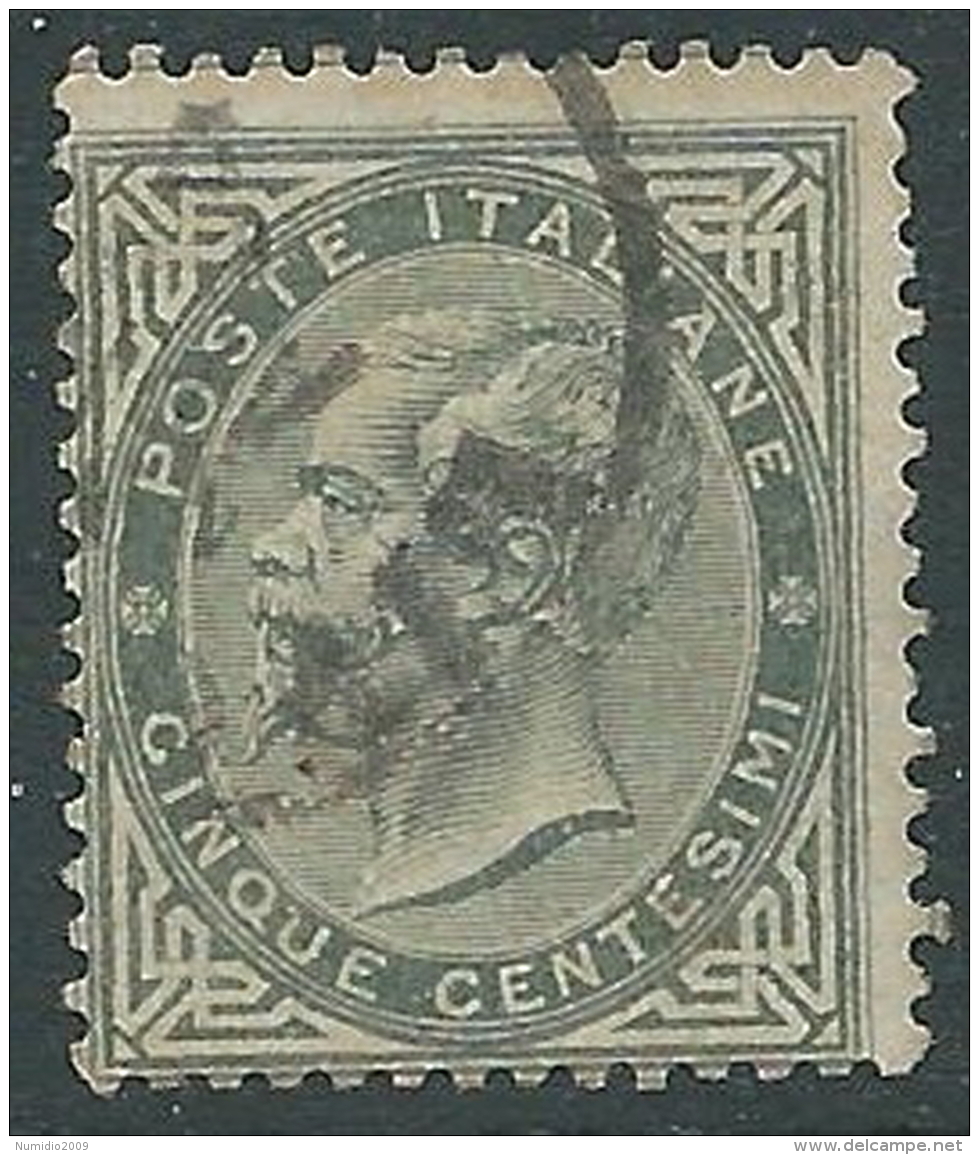 1863-65 REGNO USATO EFFIGIE 5 CENT TIRATURA TORINO - S16-15 - Usati