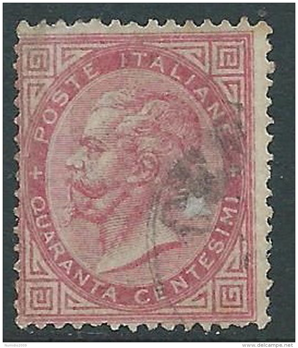 1863-65 REGNO USATO EFFIGIE 40 CENT TIRATURA TORINO - S20-12 - Usati