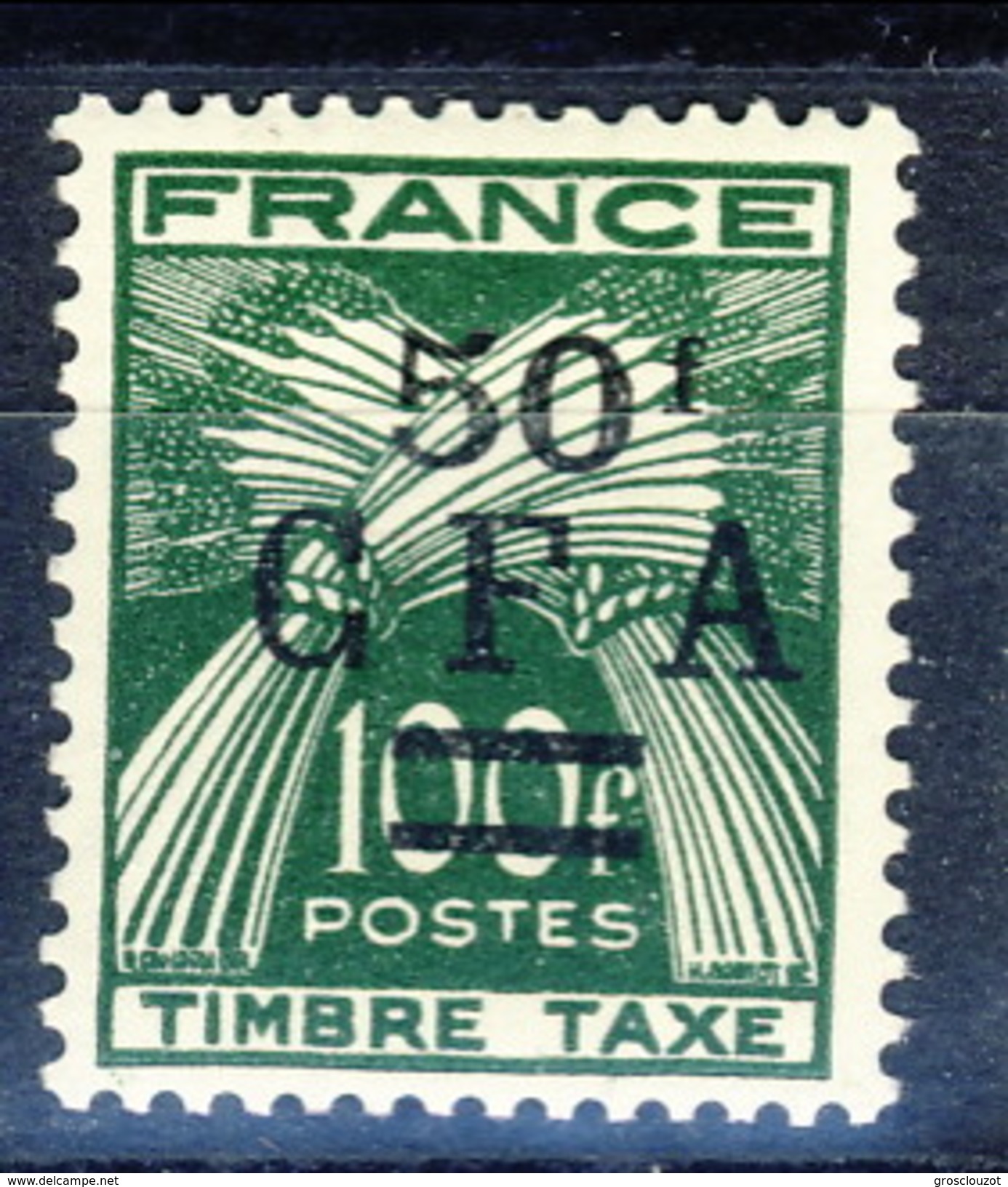 Reunion Tasse 1949 - 50 N. 44 F. 50 Su F. 100 Verde MNH Cat. &euro; 36,10 - Portomarken