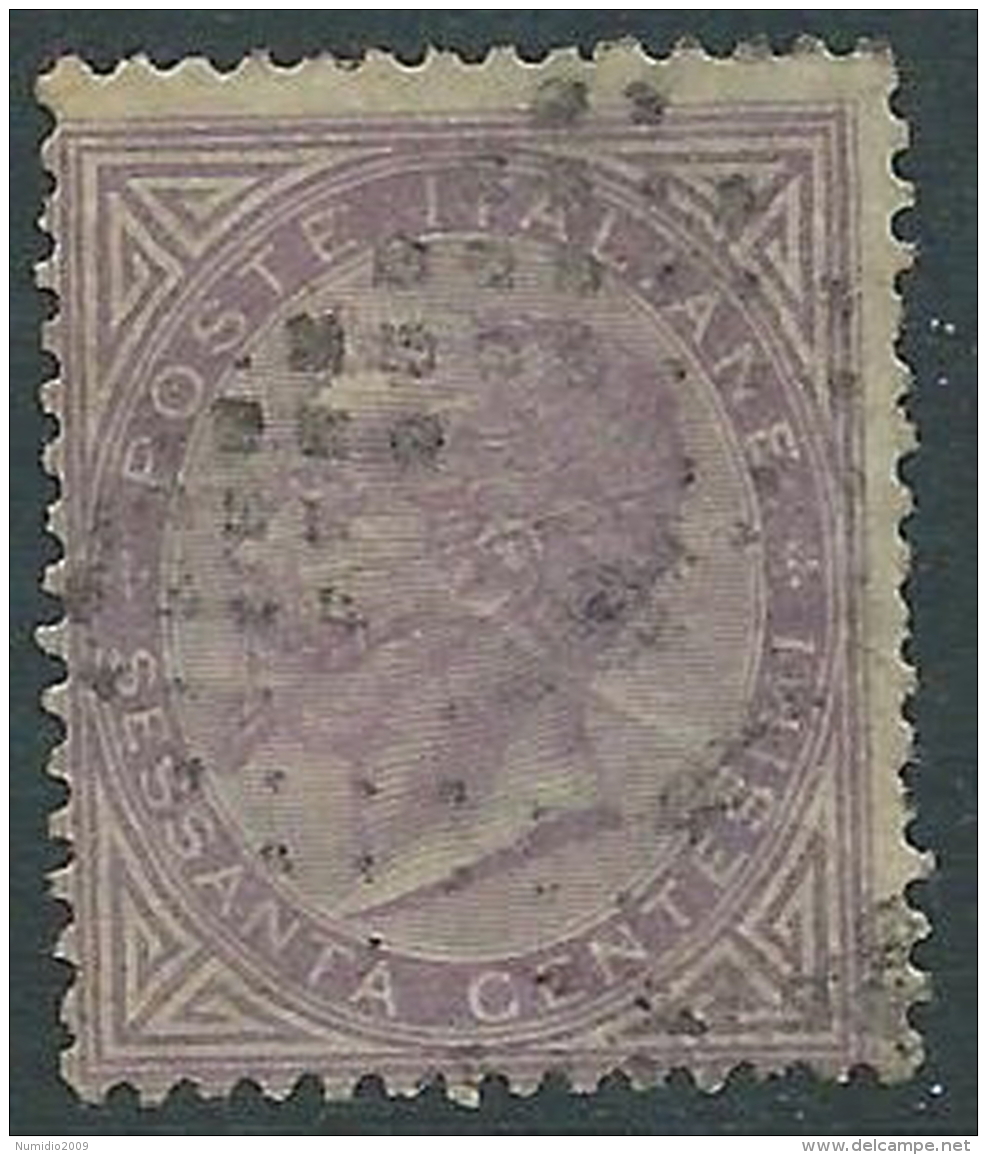 1863-65 REGNO USATO EFFIGIE 60 CENT TIRATURA TORINO - S21-5 - Usati