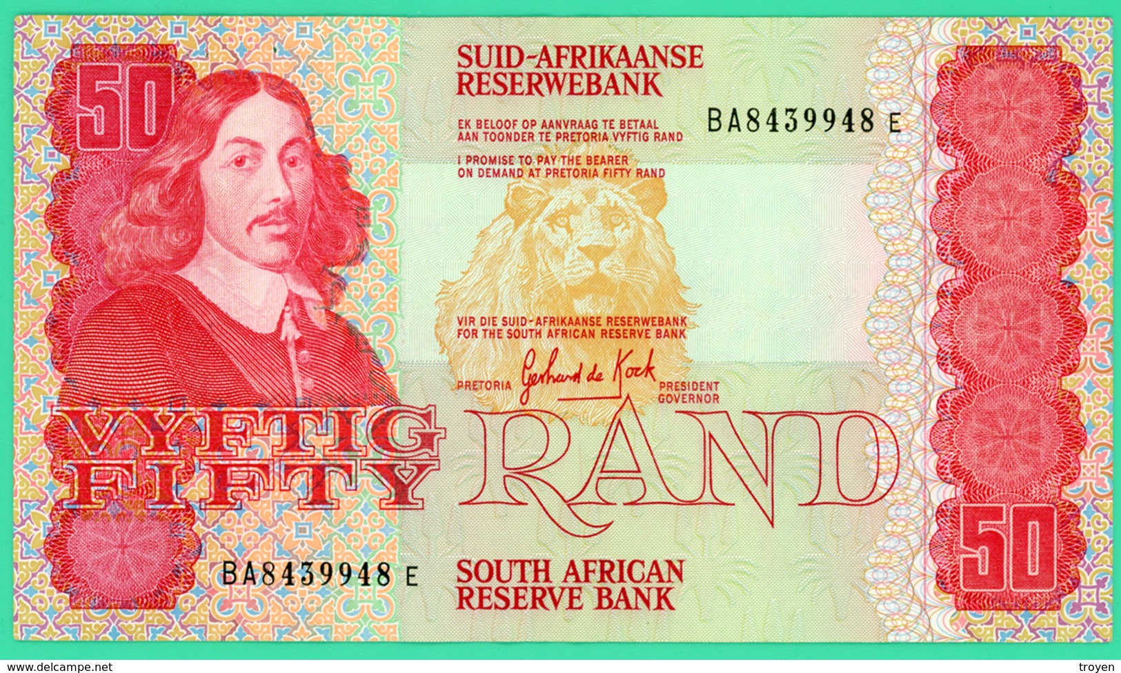 50 Rand - Afrique Du Sud - N° BA 8439948E - Spl - 1984 - - Afrique Du Sud