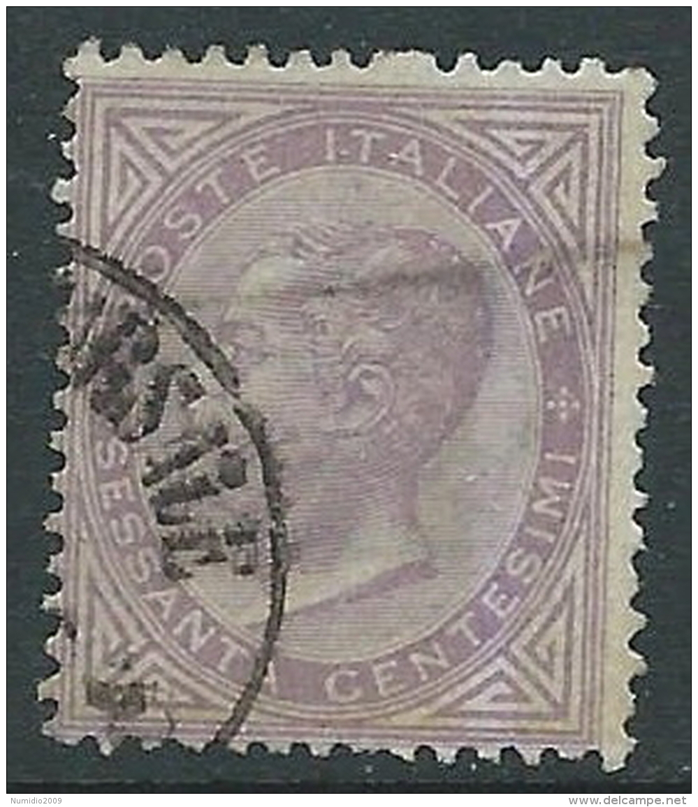 1863-65 REGNO USATO EFFIGIE 60 CENT TIRATURA TORINO - S21-16 - Usati