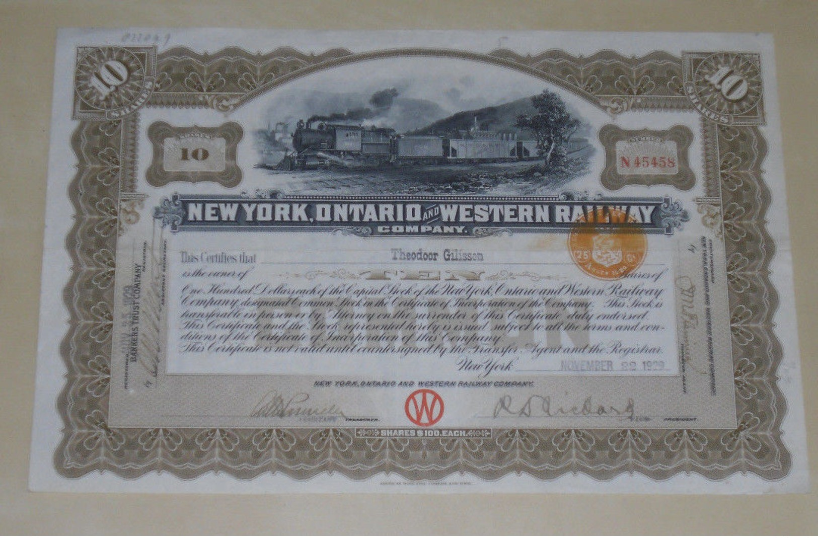 New York, Ontario And Western Railway 1922 - Chemin De Fer & Tramway