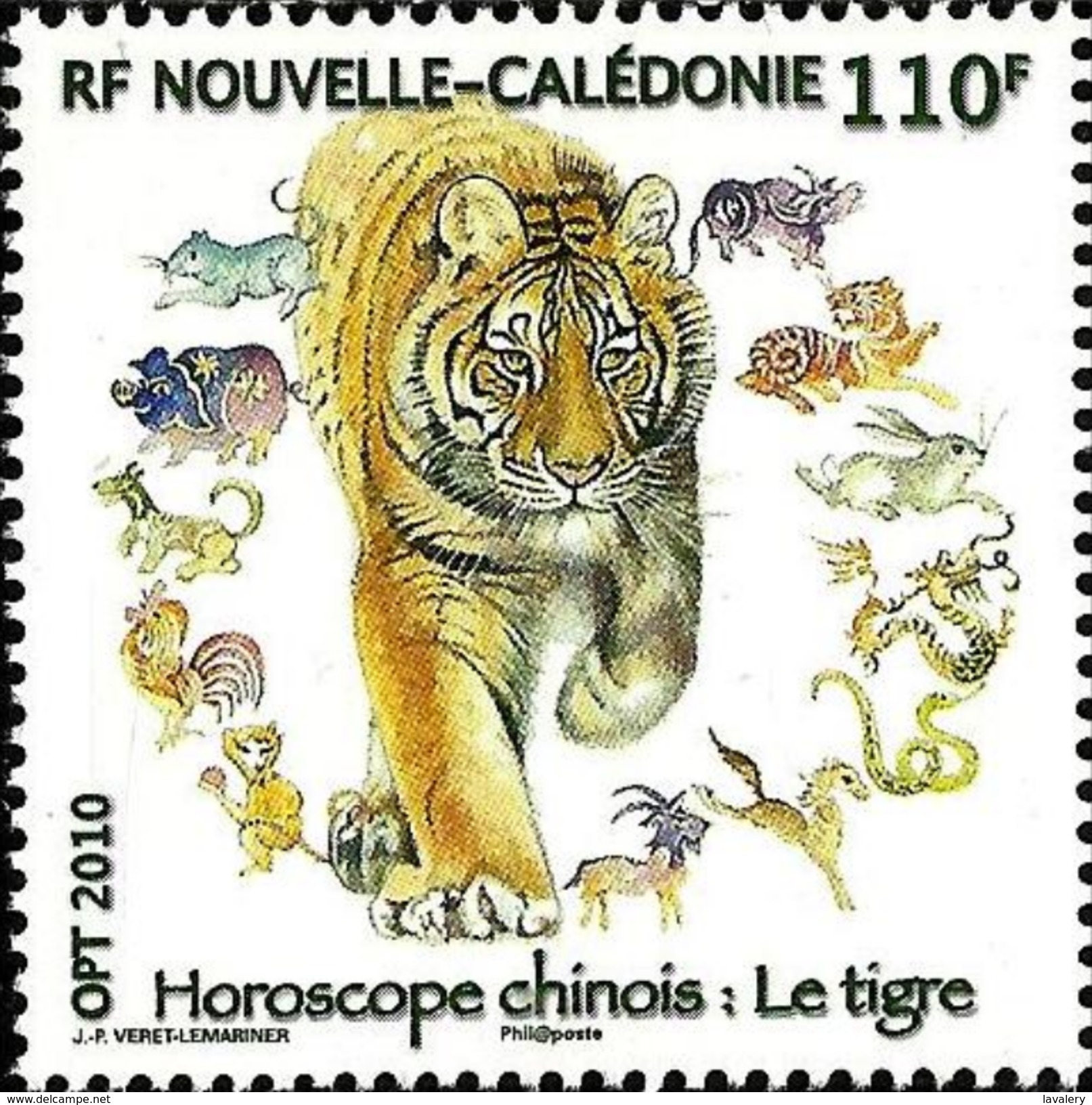 NEW CALEDONIA 2010 Chinese New Year Of The Tiger Zodiac Tigers Wild Cats Of Prey Animals Fauna MNH - Raubkatzen