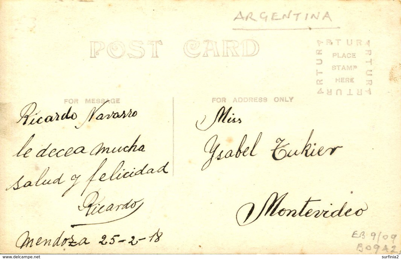 ARGENTINA - MENDOZA - ALAMEDA - COL. FAJARDO RP 1918 Arg36 - Argentina