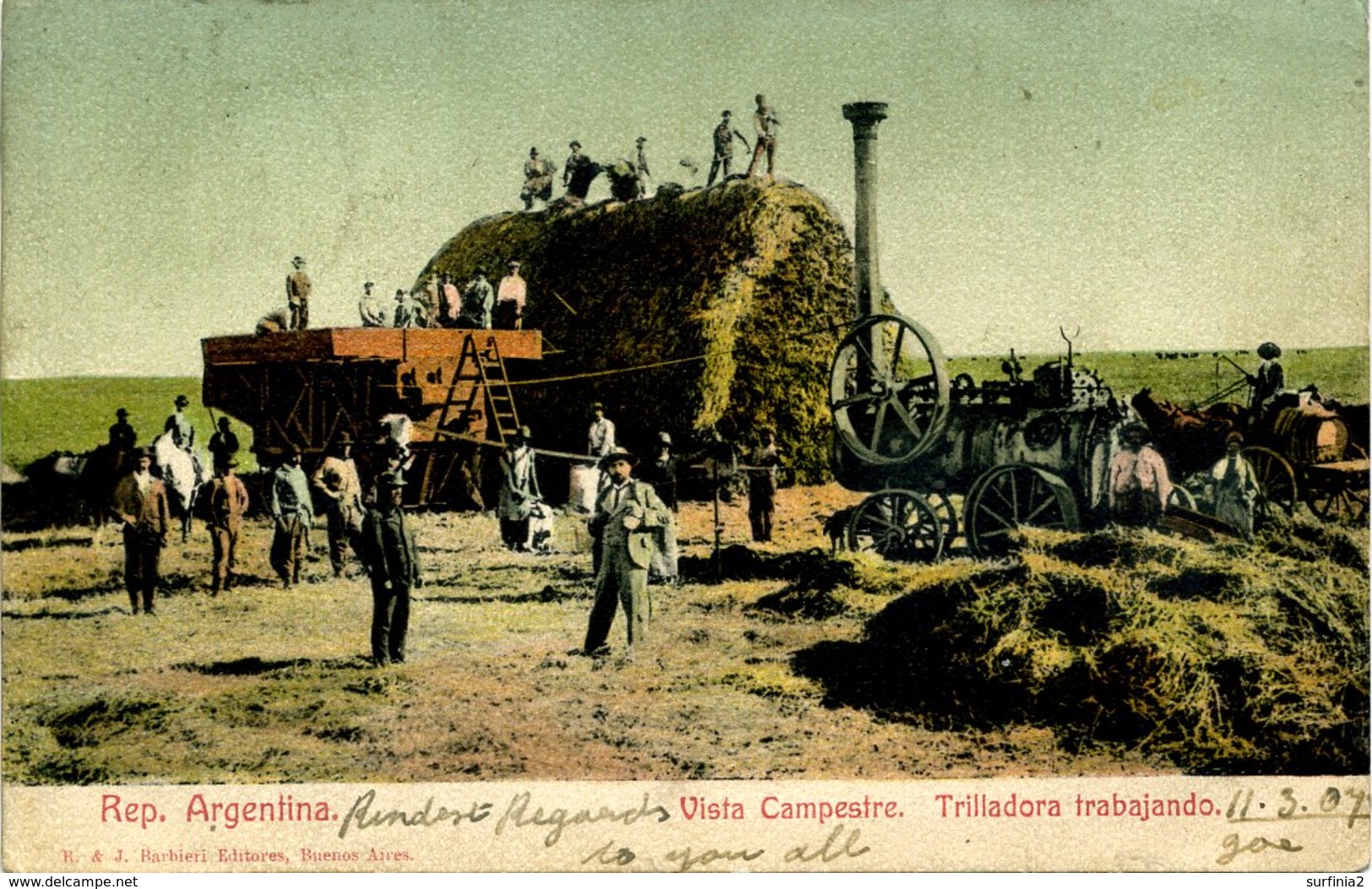 ARGENTINA - VISTA CAMPESTRA - TRILLADORA TRABAJANDO (THRESHING WORKS)  Arg44 - Argentina