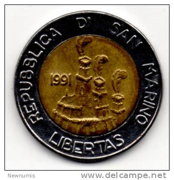 SAN MARINO 500 LIRE 1991 BIMETALLICA - San Marino