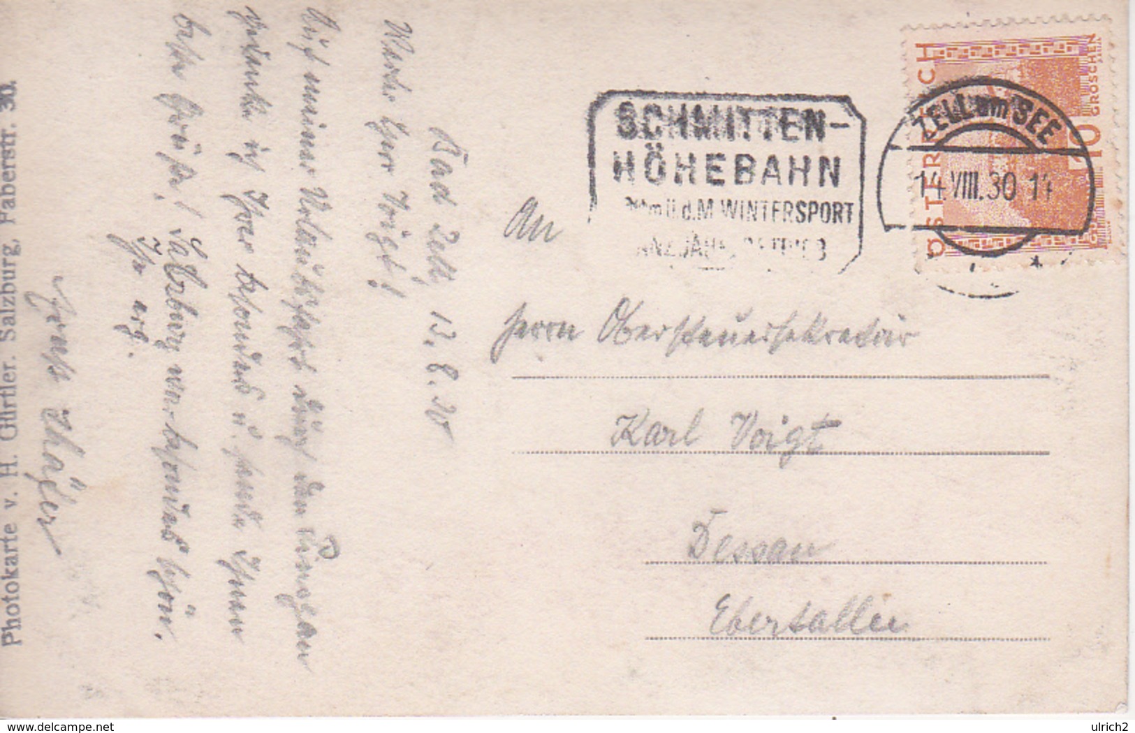 AK Kitzsteinhorn V. Thumersbach - 1930 (26939) - Sonstige & Ohne Zuordnung