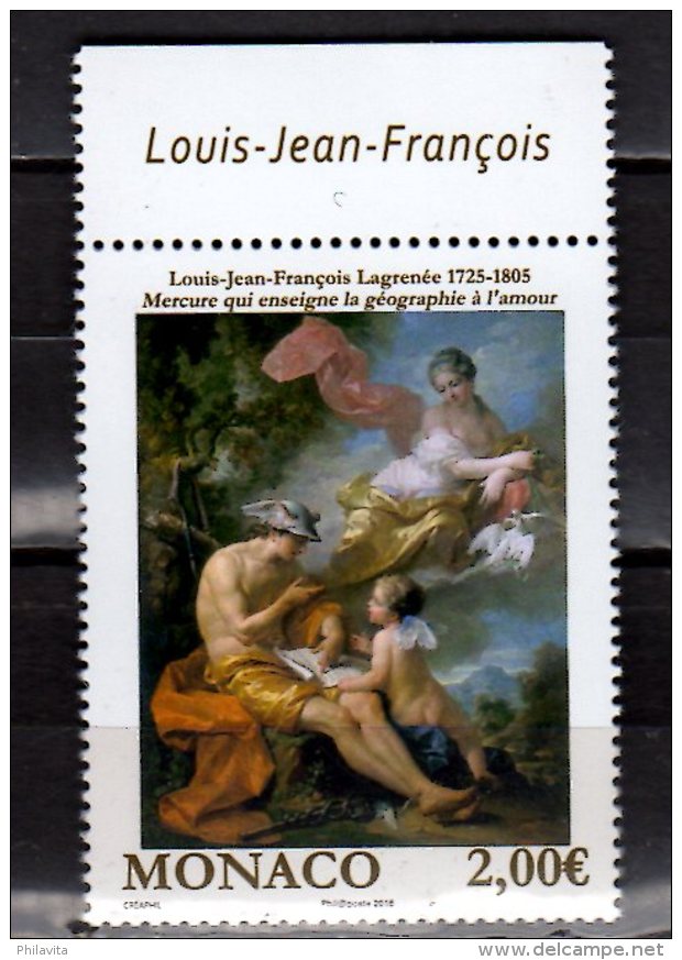 2016 Monaco - Nudities In Art: Mercury Teaches Amor In Geography - By J.F. Lagrenée   - 1 V Paper - MNH** MI 3295 - Nudes