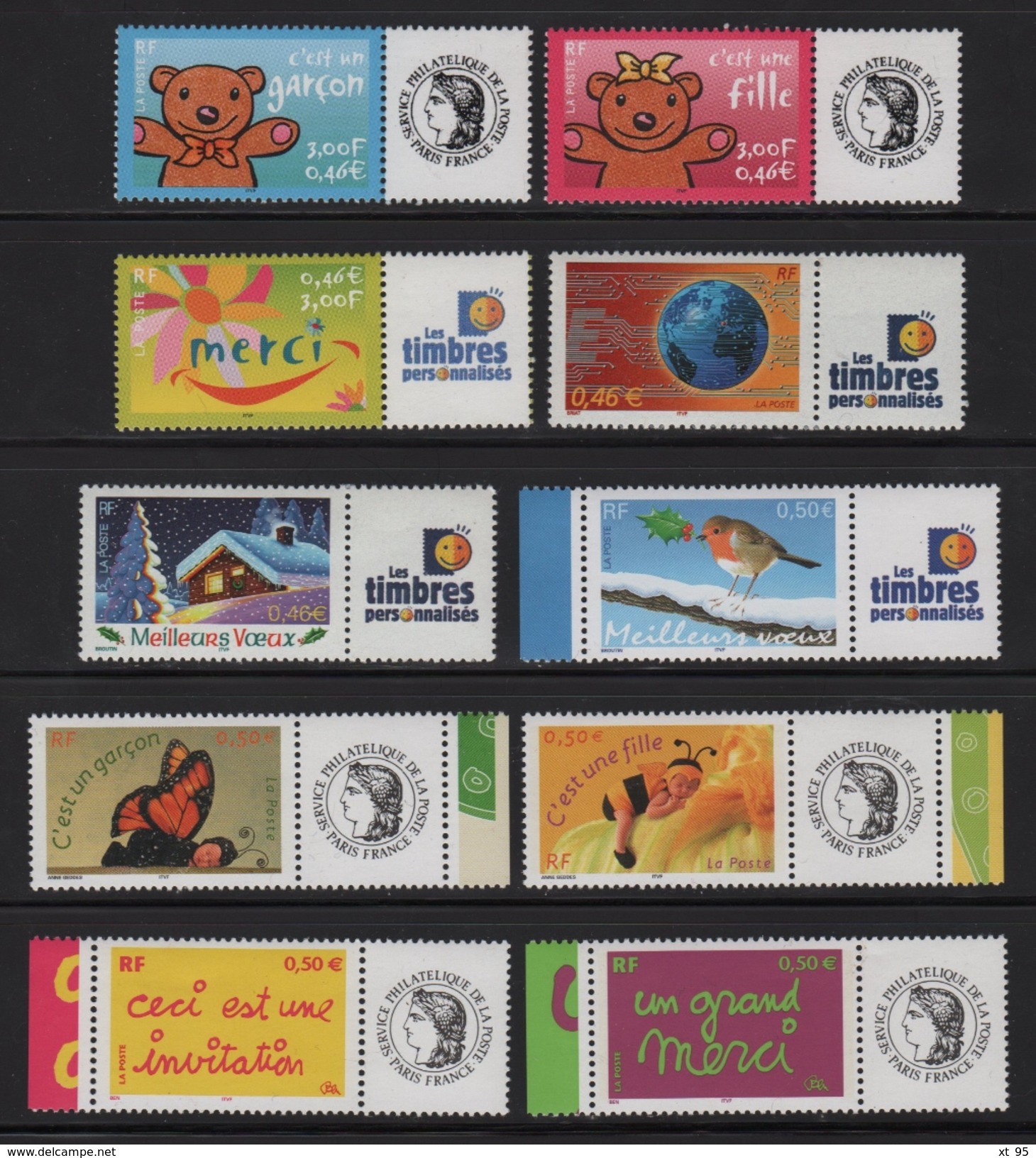 Lot De 10 Timbres Vignettes Personnalisees - Cote + 50 Euros - Nuovi