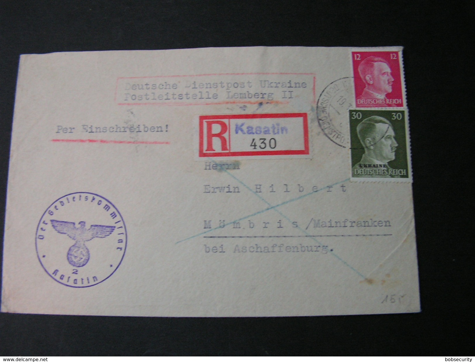 DR Russland Besetzung  R- Kasatin Ukraine Kosjatyn Cv. Mömbris 1942 - Occupation 1938-45