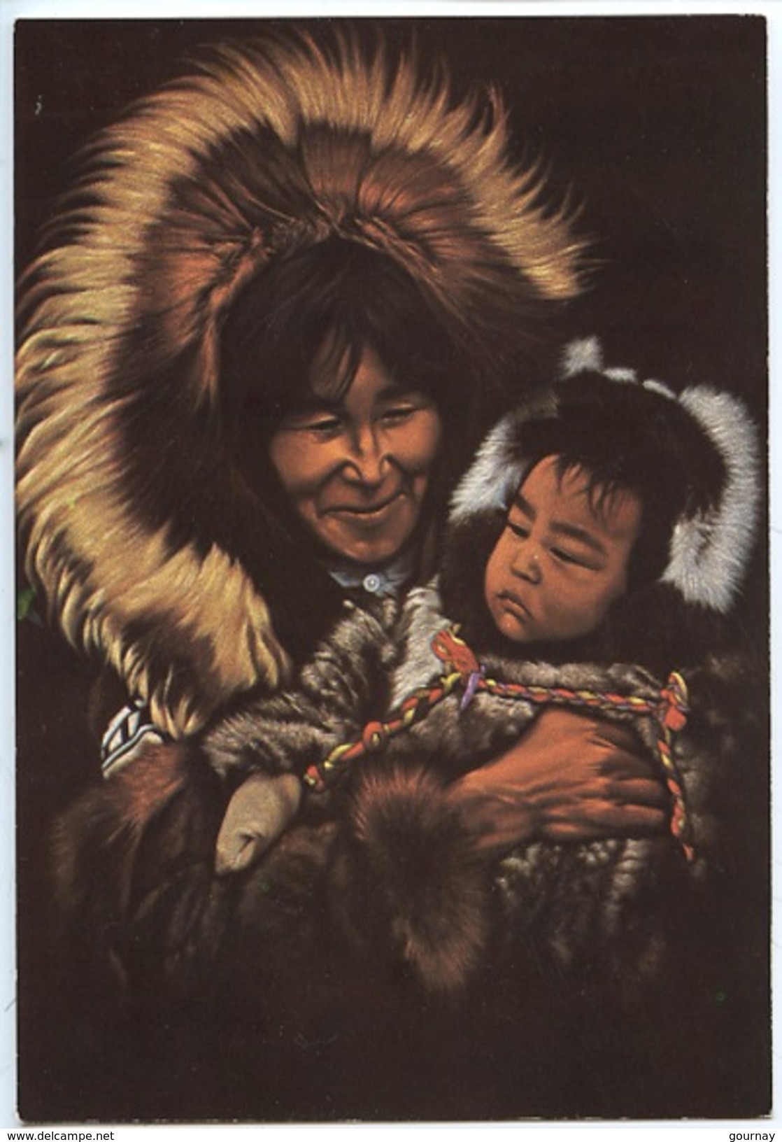 Eskimo Grandmother And Child - From A Painting By Tarasco (CP Vierge) Mère Et Enfant Indiens - Indiani Dell'America Del Nord